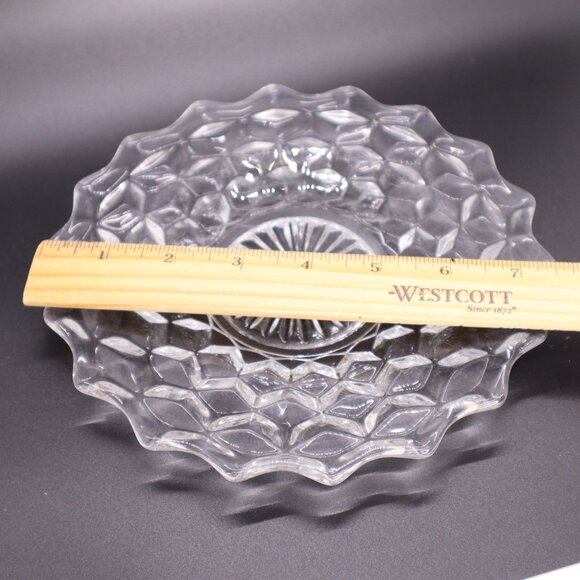 Vintage FOSTORIA Glass 7.75" Salad Plate American Clear Cube Pattern - Set Of 6 - Picture 5 of 5